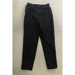 Vintage 80s Lee Jeans Women's 12M High Waisted Tapered Leg Black Denim 28x28
